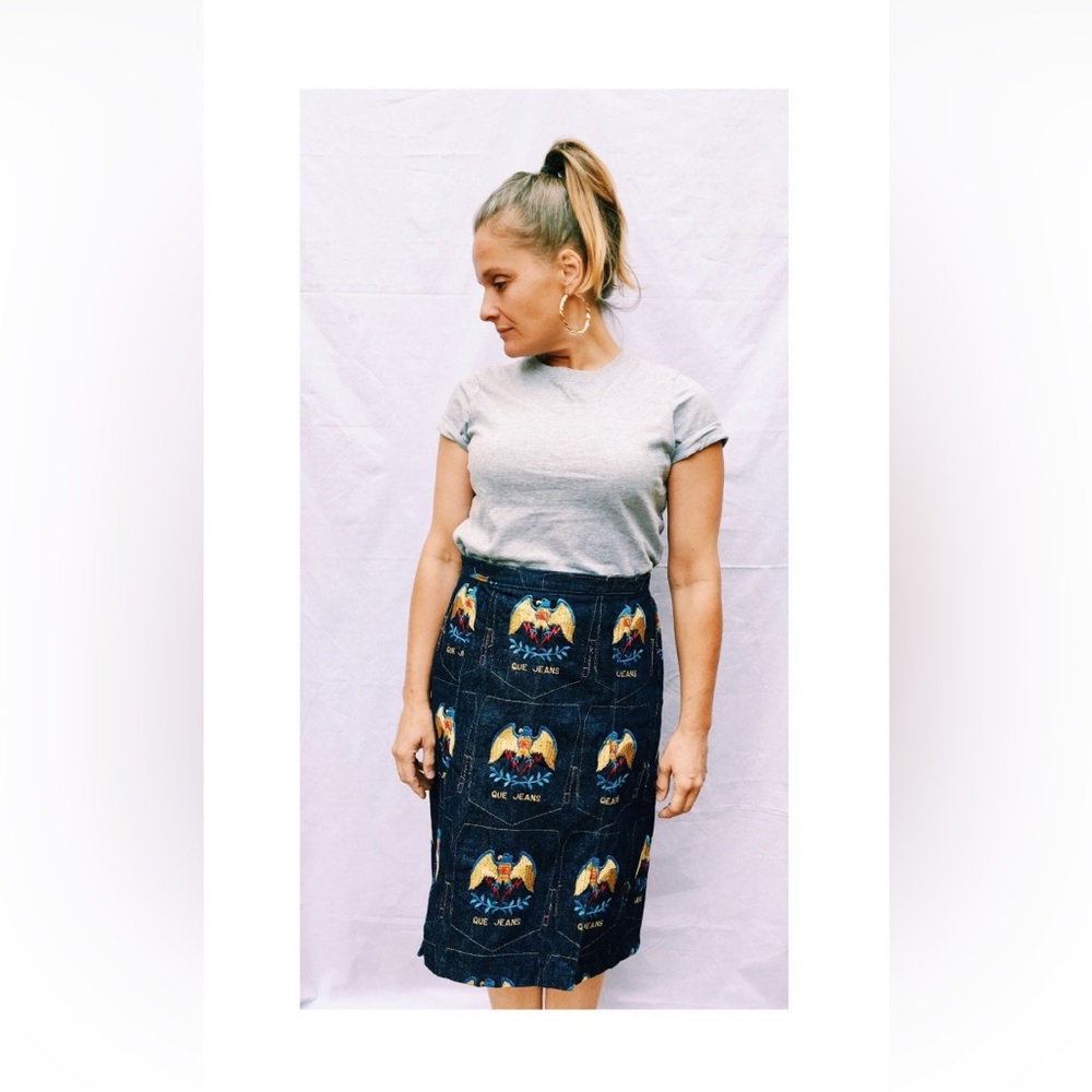 Y2K skirt denim embroidered